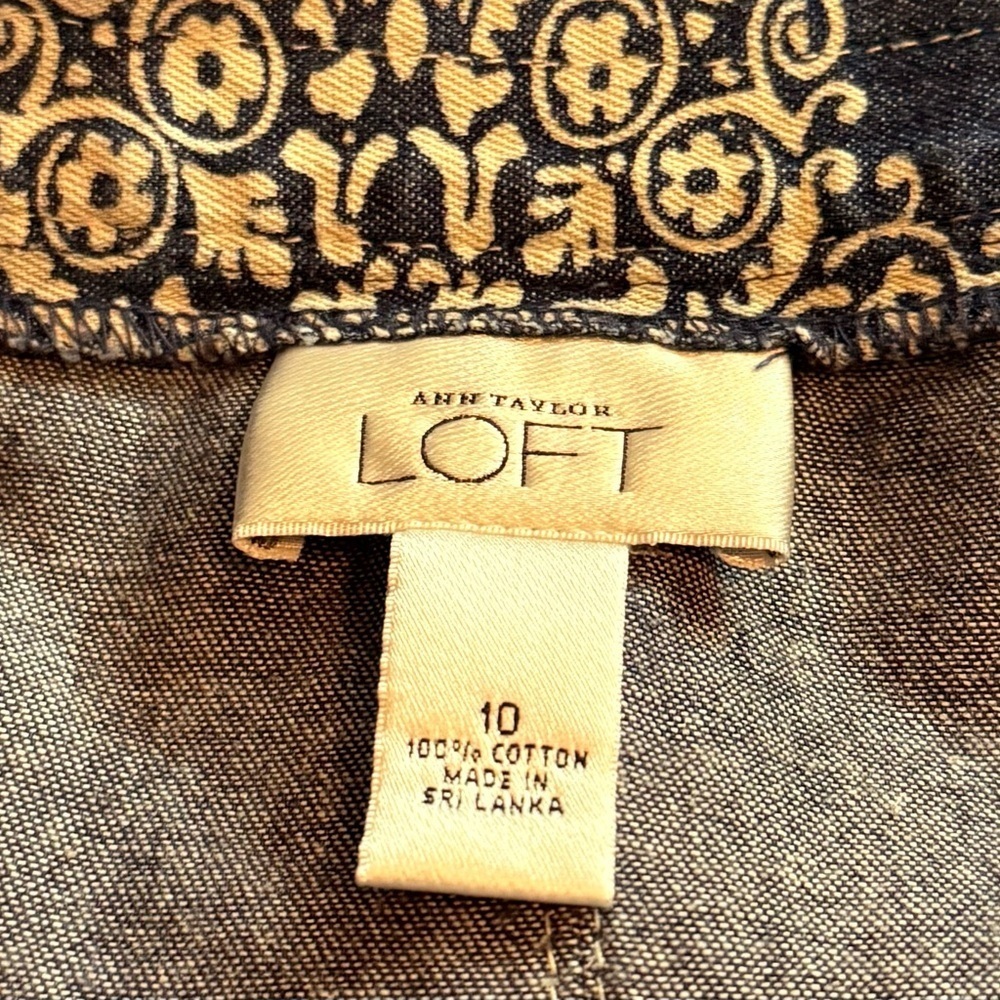 LOFT Navy and Cream A-Line Skirt - Picture 10 of 12